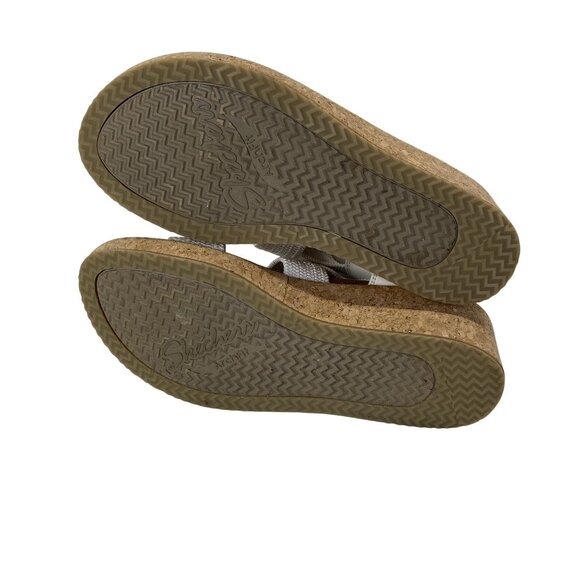 Skechers Womens Platform Wedge Sandals Size 8.5 White Cork Sole - Picture 6 of 6